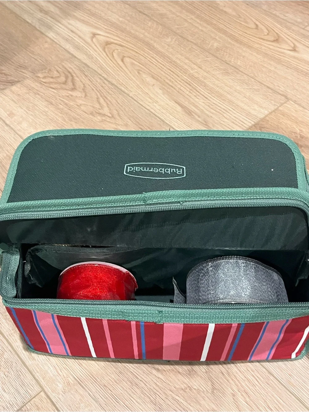 Rubbermaid Red and Green Ribbon Storage Box